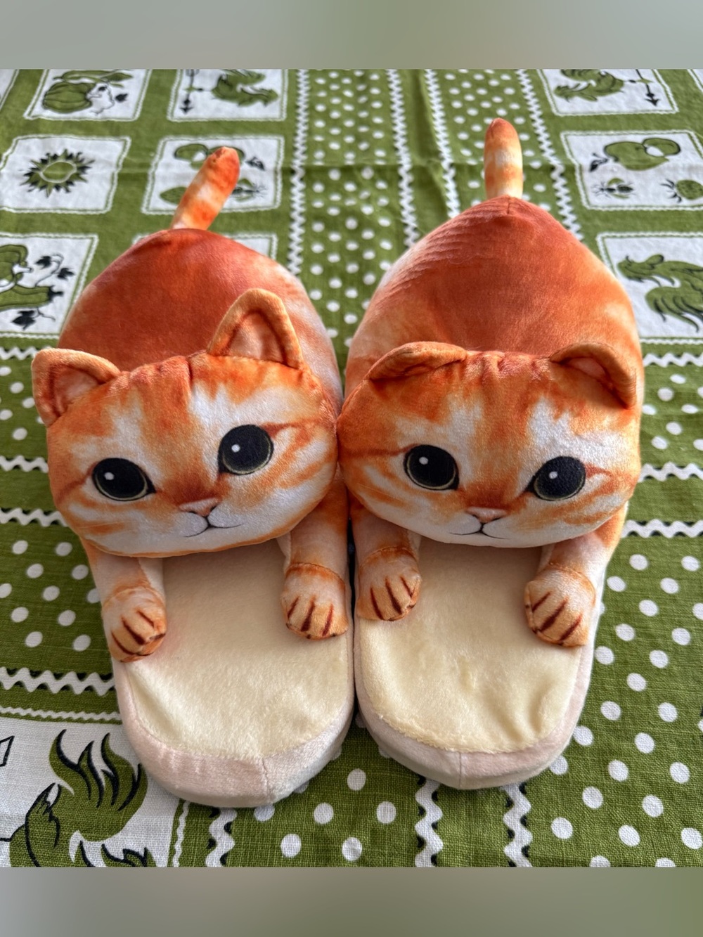 Orange Cat Plush Indoor Slippers - Soft Cozy Pet-Themed Footwear